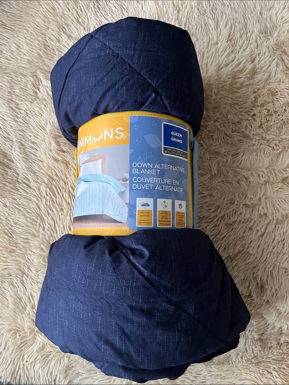 Simons Navy Quilted Down Alternative Blanket